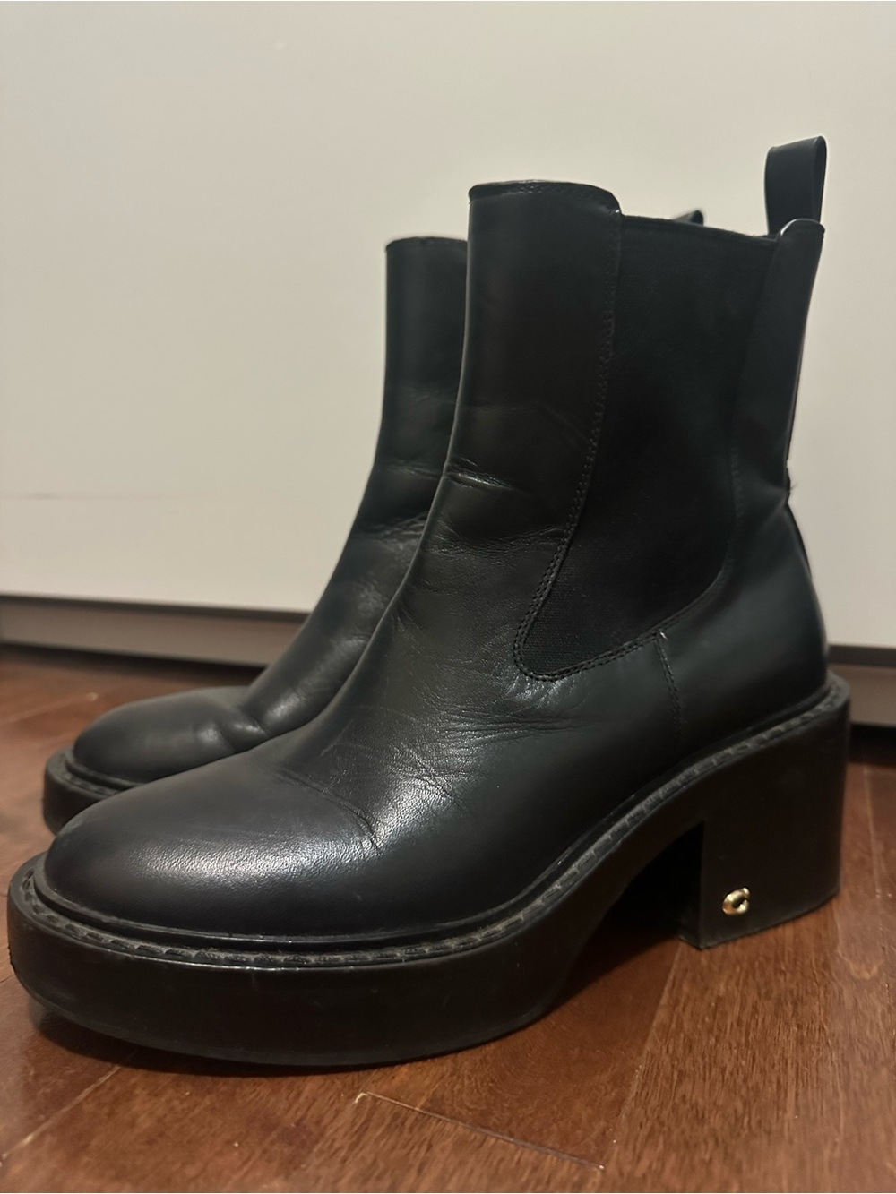 Coach Black Leather Platform Chelsea Boots - Picture 3 of 5